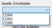 Ventoolwin Drop-Down-Menü "Serielle Schnittstelle"