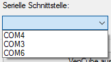 Ventool Drop-Down-Menü "Serielle Schnittstelle"